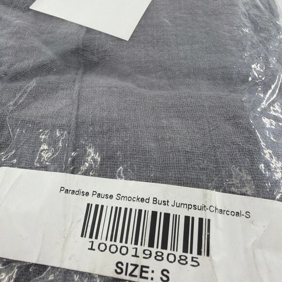 Promesa Women's Charcoal Paradise Pause Smocked Bust Jumpsuit Size S - Picture 3 of 8